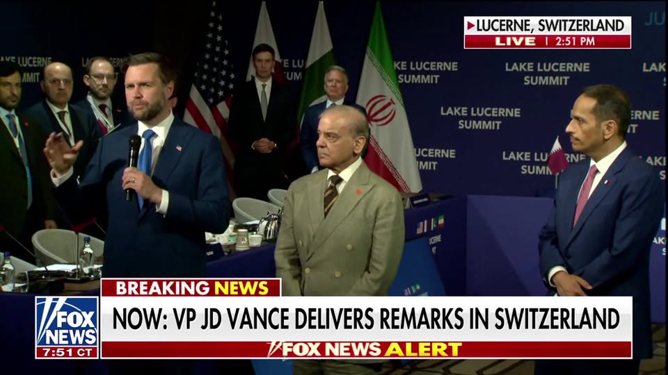 BREAKING: Vice President Vance delivers remarks in Switzerland ahead of meeting with Mideast leaders for Iran deal talks.