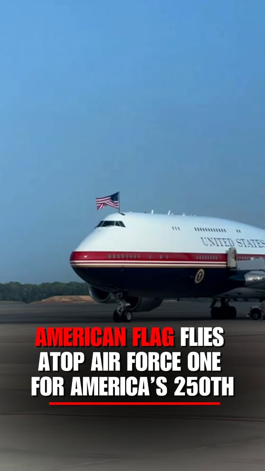 The American flag flies atop Air Force One before President Trump heads to South Dakota for tonight's celebration at Mount Rushmore.

Trump is set to deliver remarks before a fireworks show, kicking off a weekend of events honoring America's 250th anniversary. (Video: @margomartin)