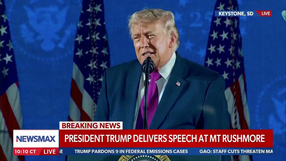 "These are the men who declared our freedom, won our freedom, saved our freedom, and secured our freedom. They were men of action, men of ambition, men of daring, men of destiny, and men of truly great intelligence." 

President Donald Trump pays tribute to each president on Mount Rushmore.