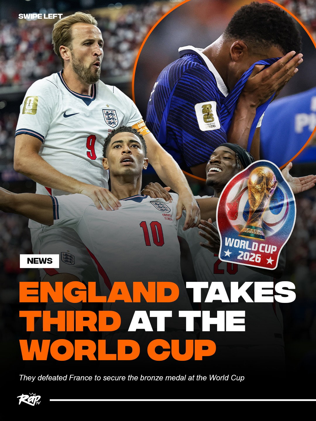 ENGLAND JUST BEAT FRANCE 6-4 FOR THIRD PLACE IN THE 2026 FIFA WORLD CUP‼️🏴󠁧󠁢󠁥󠁮󠁧󠁿

Did y'all watch the match⁉️🤔

#polymarketpartner
