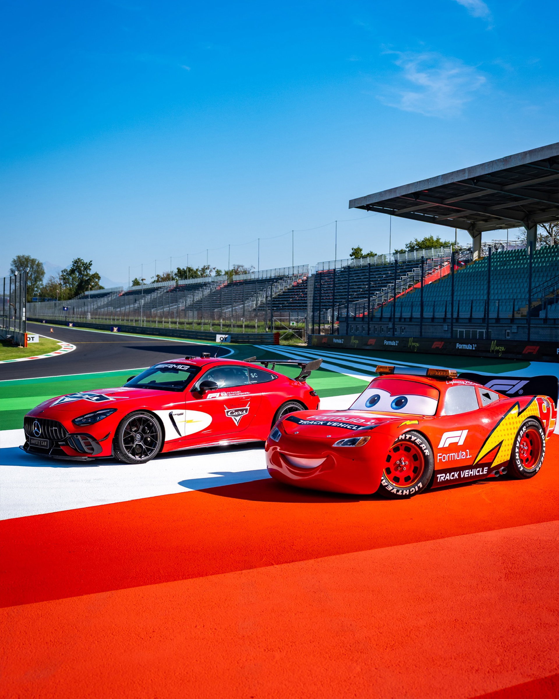 Lightning McQueen has struck at the Italian Grand Prix! ⚡️ 

The seven-time Piston Cup champion is making a special appearance this race weekend to celebrate the Cars 20th anniversary. Plus, Disney and Formula 1 are celebrating with a special Mercedes-AMG Safety Car livery. 

#FueltheMagic #Formula1