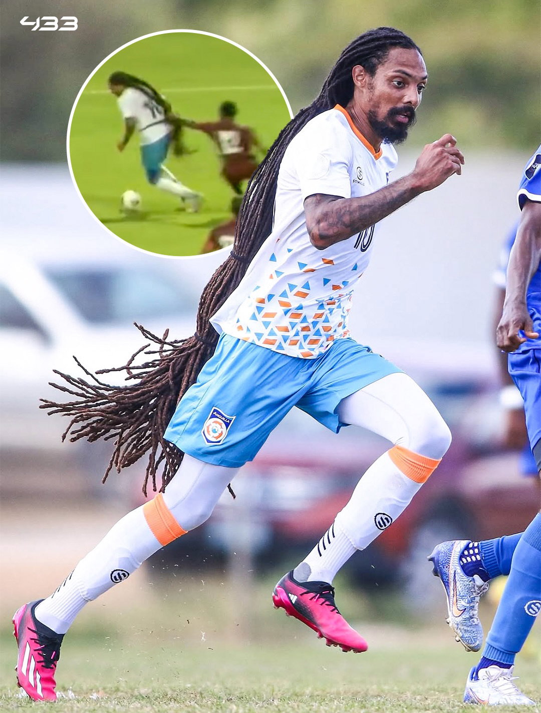 𝐓𝐖𝐎 𝐑𝐄𝐃 𝐂𝐀𝐑𝐃𝐒 𝐅𝐎𝐑 𝐇𝐀𝐈𝐑-𝐏𝐔𝐋𝐋𝐈𝐍𝐆 😅🟥🟥

36-year-old Aedan Scipio from Anguilla 🇦🇮 is known for having one of the longest hairstyles in football 💇‍♂️

In a game yesterday, he came off the bench and somehow had his hair pulled 𝙏𝙒𝙄𝘾𝙀 😭

Both Antigua and Barbuda 🇦🇬 players were shown straight red cards for pulling his hair, while they were leading 5-0 😅

The hair was the real game changer 💀

🎥 @concacaf