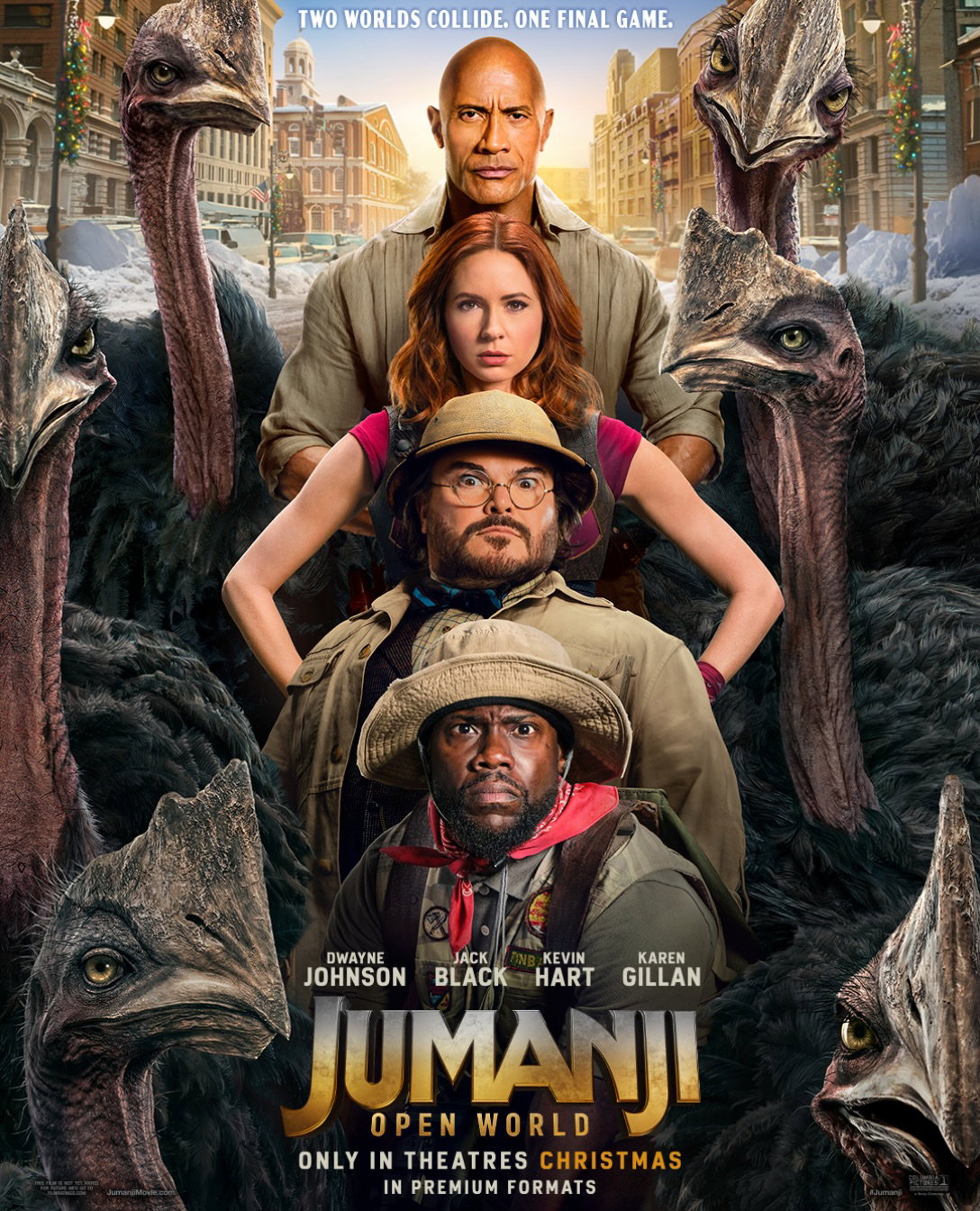 Two worlds collide. One final game. 
#Jumanji: Open World - the last game is coming exclusively to movie theatres CHRISTMAS DAY.