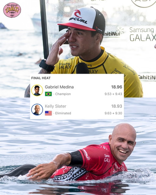 Apenas @gabrielmedina fazendo história numa final emblemática contra o @kellyslater 🥷

One of the best finals ever seen at a firing Teahupo’o, featuring two of the best to ever do it 🔥

🚨 Aug 11 OFF | Next call Aug 12 at 11:45 TAHT

@lexususa #TahitiPro | @iseasunglasses @tahititourisme