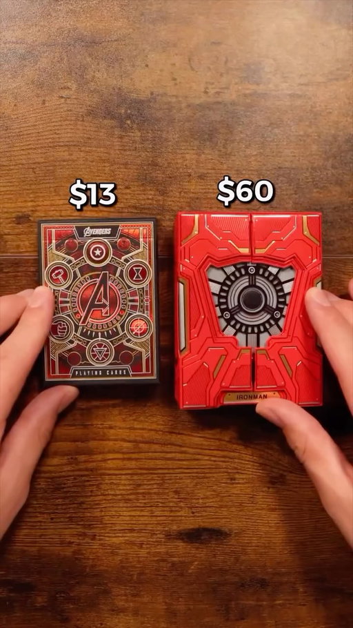 $13 playing cards or $60 playing cards 😮 Which is better? 
•
@theory11 
@cardmafia 
•
#card #cards #playingcards #playingcard #shuffle #shuffles #shuffling #cheap #expensive #superhero #marvel #asmr #satsifying #vs #skills #igreel #reels #reel