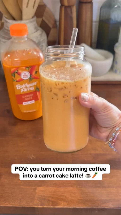 Yup, you heard that right… a carrot cake iced latte 👀☕ Sweet, spiced, and right in time for fall.

✨ RECIPE DETAILS ✨

🥕 Carrot Cake Syrup
• 1 cup Bolthouse Farms carrot juice
• 2 tbsp maple syrup
• 1 tsp cinnamon
• 1/4 tsp nutmeg
• 1/4 tsp ground ginger
• Pinch of sea salt
→ Simmer 5 mins, strain + cool

🧡 Cream Cheese Cold Foam
• 2 tbsp milk
• 2 tbsp softened cream cheese
• 1 tsp maple syrup
• 1/4 tsp vanilla
→ Froth until fluffy

☕ Build Your Drink
• Pour coffee over ice
• Add syrup to taste
• Top with cold foam + cinnamon

#bolthousefarms #carrotjuice #carrotcake #icedlatte #coldfoam #falldrink #falllatte #fallrecipe
🎥: @the.holmestead