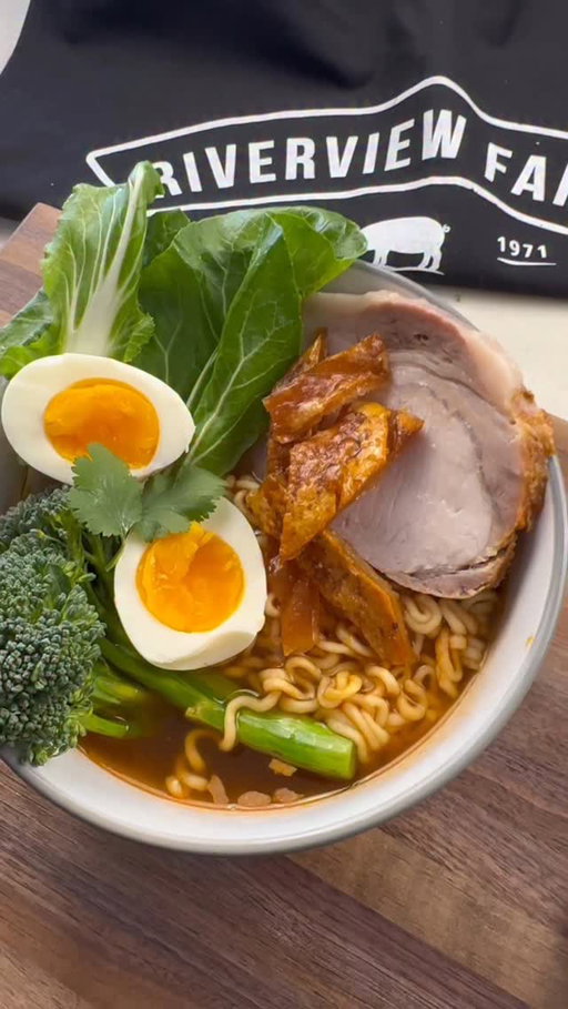 Hello convenience and good bye scrubbing the oven after cooking a roast pork.  I used 5 simple ingredients plus the Riverview Farms Roast Pork with crackling to create a Ramen to remember!

You can pick up your Riverview Farms Roast Pork at the Coles Deli hotbox section. This roast pork makes 6 Ramen bowls with a little leftover for sandwiches for school lunches the next day.

#RiverviewFarmsHotPorkRoast #BetterByACountryMile
#RiverviewFarms #ad #georgegeorgievski #roastporkramen #ramen #ad