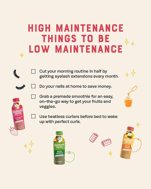 Sometimes you’ve gotta be a little high-maintenance to stay low-maintenance all week✨ 

For us, that means a fridge stocked with premade smoothies 😌 Which one are you checking off first?

#bolthousefarms #premadesmoothies #smoothies #juices #highmaintenance #lowmaintenance