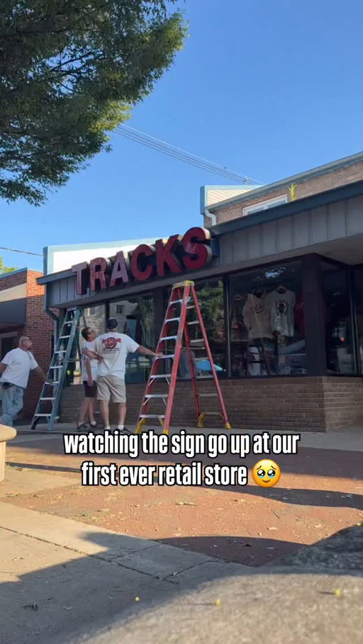 a dream come true!! homefield at tracks officially opens on august 19th. we’ve got an entire week of events so check our page for more info. we’re so excited to be on kirkwood in Bloomington!!

and yes. we kept the old sign. it’s going up inside the store :)

and always the most special shoutout to @tracksonkirkwood !!!