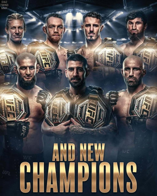 There have now been SEVEN new undisputed UFC champions in the last eight months 🤯

2025 in the UFC has been one of the wildest years so far 🏆 #UFC319 

(🎨 @diaztwinsmma)