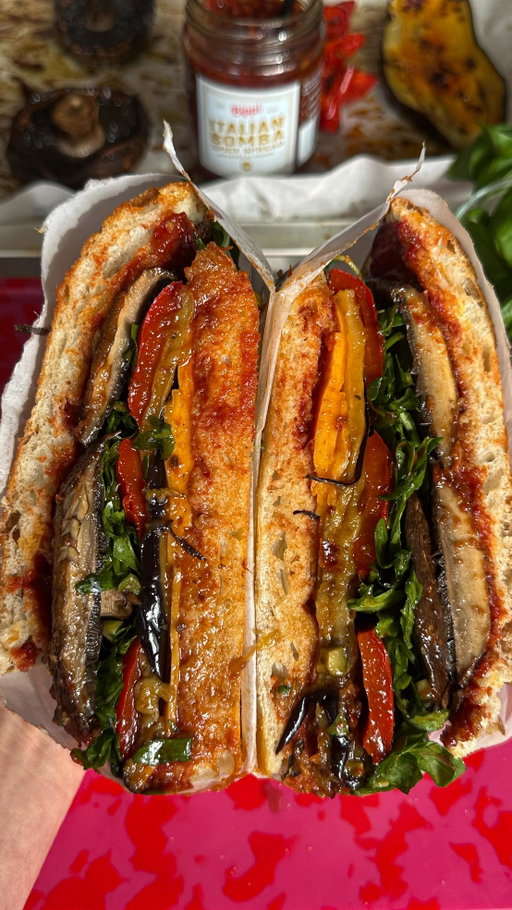 Best. Sandwich. Ever. 

This is my roasted veg pizza sandwich featuring my go-to spread - @bippi.foods Italian Bomba Spicy Spread. The perfect heat and flavour for pizza, pasta, as a dip and, of course, in sandwiches! Available in @colessupermarkets from early August, you MUST try. 

🌶️Comment ‘BOMBA’ and I’ll DM you the recipe (or visit my website, link in bio). 

#ad #bippifoods #sandwich #sandwichrecipes #roastedvegsandwich #melbournefood #veganrecipes