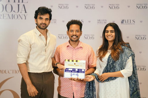 A one of a kind script with two amazing producers and a talented young team. 
Wish us luck! ❤️

New journey. New vibes. Same passion. 🤍

Presenting @MillionOffl’s  #ProductionNo6 in association with @VelsFilmIntl @dr.isharik.ganesh @kushmithaganesh ✨
✨

Starring yours truly & @nimisha_sajayan
Directed by @cbmanikandan 🎬
Music by @dhibuninanthomas 🎶

@pushparaj_santhosh @barathvikramanks @mahendranbfa @navaa_rajkumar @mohanrajan_lyrici @narentnb @yuvraj_ganesan @proyuvraaj

Styling for the event - @poorts_20