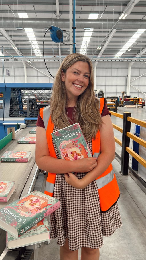 This is my idea of a very nice day out 🥹 Let’s go to the book printers to see my new book Uncharmed come to life 🎀✨🐈🧁☕️🎃