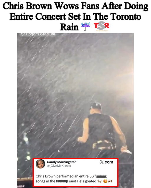 Rain ain’t stoppin Breezy bowl! #ChrisBrown performed his entire concert set in the rain! (Swipe) ✍🏾: #TSRStaffST