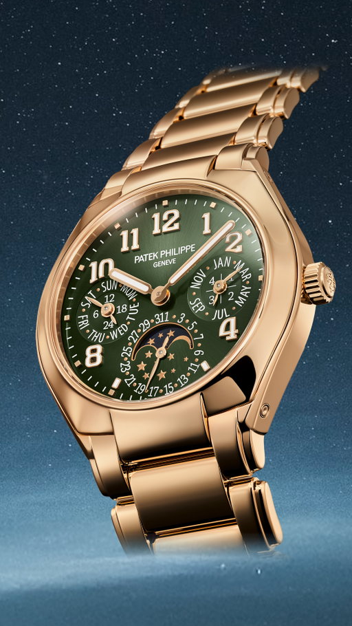 As the sky deepens and moonlight takes its place, these self-winding Twenty~4 timepieces Ref. 7340/1 reflect the quiet elegance of summer nights. The rose gold case and bracelet are set off by a dial attired in a sunburst olive green color or a white “shantung” dial, distinguished by a double vertically and horizontally satin-brushed finish reminiscent of “shantung” silk fabrics.

Its ultra-thin self-winding 240 Q caliber with day/date/month displays by hands complemented by a moon-phase aperture, presents one of the most recognizable faces among Patek Philippe perpetual calendars (complete calendars that automatically take into account the varying lengths of the months, even in leap years until 2100).

#PatekTime #PatekPhilippe
