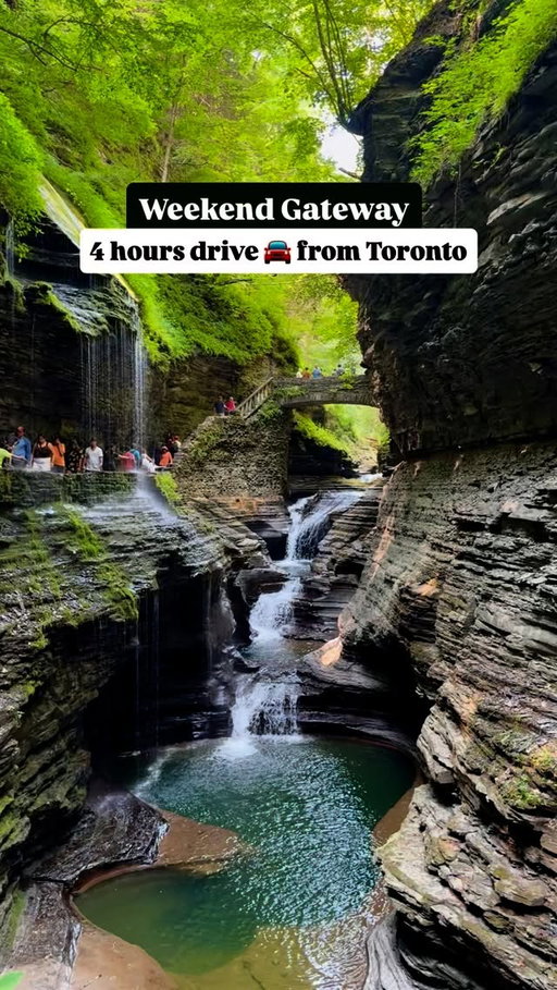 Just over 4 hours from Toronto 🇨🇦 and an absolute must-visit!

Watkins Glen State Park has over 16 waterfalls, scenic stone bridges and unreal scenery🍃

✅ Start at the Main Entrance for the best views
💵 Parking: $10 (card accepted)
⏰ Go early to beat the crowds 
💧Bring water + light snacks 
👟Wear comfy, non slip shoes ( the trail can be damp)
❤️ Add this hidden gem to your travel list!

PS: This is in Upper State NY 🇺🇸