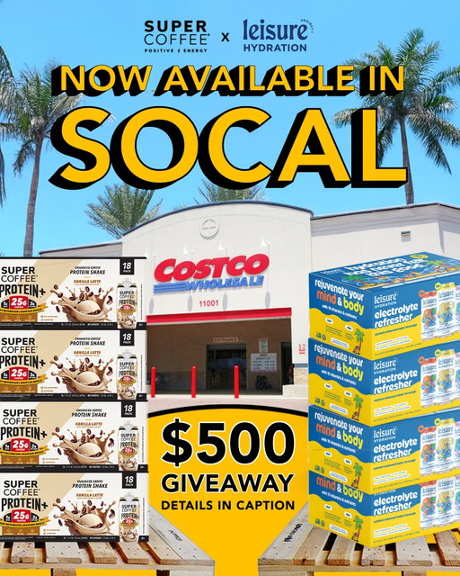 SoCal, we’re coming in HOT 🔥
@‌supercoffee + @‌leisureproject.co just landed in @‌costco and we’re giving YOU the chance to win: 

☕️ 1 case of Super Coffee Vanilla Protein+
💧 1 case of Leisure Variety Pack
💰 a $500 Costco gift card

Here’s how to enter:
🔥 Like this post
🔥 Follow @‌drinksupercoffee and @‌leisureproject.co
🔥 Tag your Costco-obsessed friend in the comments
🔥 Bonus: Share to your story & DM us a screenshot if you’re private.

Must be 21+ and within the US to be qualified to win. This giveaway is in no way sponsored, endorsed by, administered by, or associated with Instagram or Facebook. @‌drinksupercoffee will contact the winner via DM.
