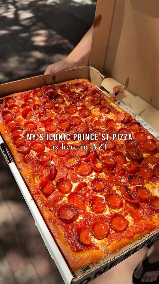 Presenting Prince St Pizza! The iconic NYC pizza destination is now in AZ on Mill Ave. 🍕 Famous for their thick, cheesy Sicilian squares and pepperoni that curls into little cups of joy - this is the slice you’ve seen all over your feed, now without the plane ticket. They’re also serving Spicy Vodka squares, Meat Lovers, Four Cheese, etc. They officially open on Thursday, August 28. It will prob be packed so get there early! 
📍 @princestreetpizza 680 S Mill Ave, Tempe @bigshot
