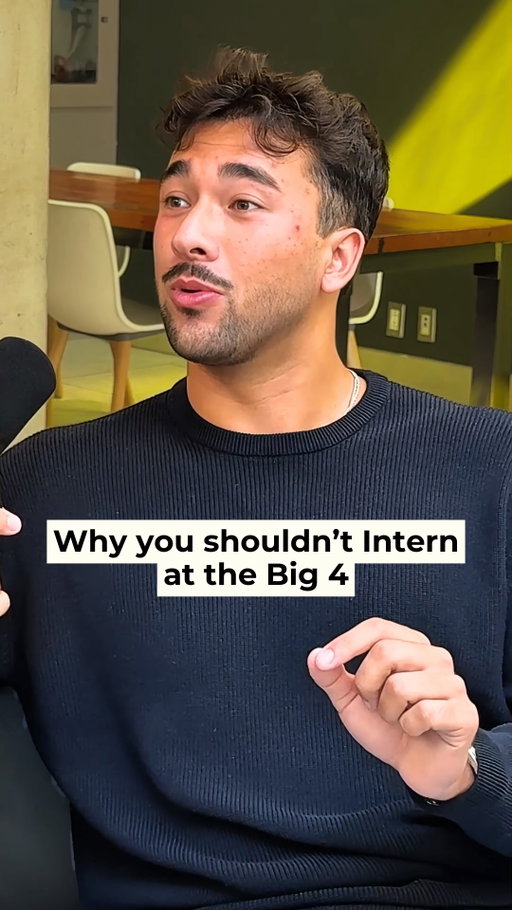 Interning at the Big 4 (or any big firm) might look good on paper, but here’s why they could be the worse mistake of your career. Listen to @mattshoss explain how university students could navigate their internships. #career #corporate #intern #university