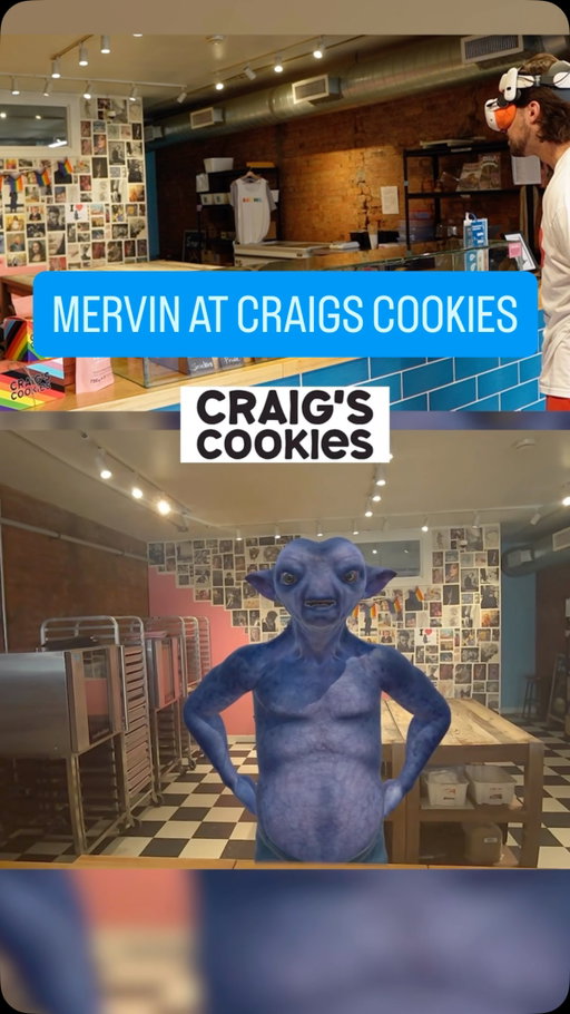 Chicken Nugget Cookie is Mervin approved! 👽🍗 If you want to enter in a chance to win a @craigscookies gift card, comment your favourite cookie! ❤️🍪 #mervin #ai #artificalintelligence #craigscookies #vr #toronto #foodreviews