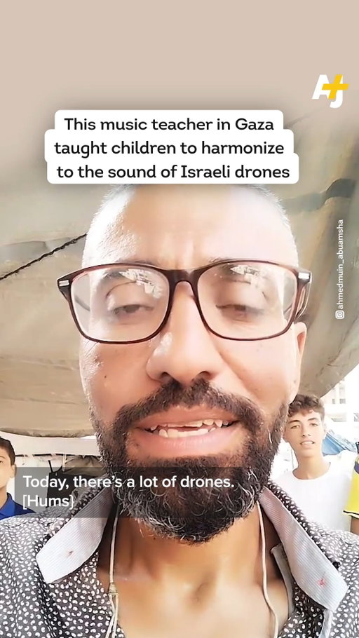“In these moments, we forget the war.” 
 
This music teacher in Gaza is teaching children how to harmonize over the sounds of drones. 

Ahmed Abu Amsha is a teacher with the Edward Said National Conservatory of Music, who – along with other instructors – has continued to teach lessons and organize musical events for displaced Palestinians. 

Ahmed founded the Gaza Birds Singing group, helping children advance their craft and find joy under Israel’s genocide, starvation and bombardment. 

#Palestine #Gaza #Israel #Music #MusicTherapy #MusicClass #Guitar #Singing #Violin
