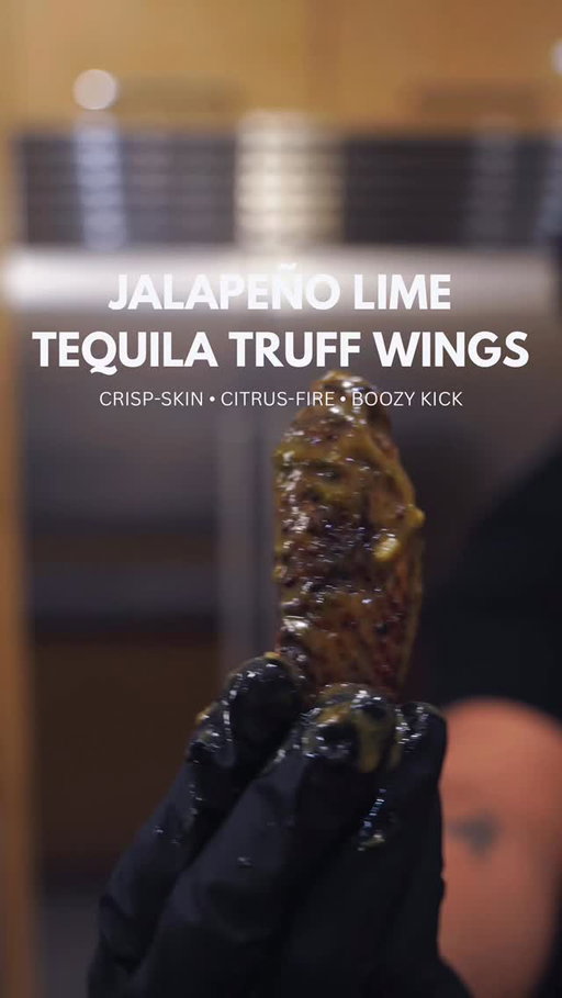 jalapeño lime tequila truff wings
crisp-skin • citrus-fire • boozy kick

took wings to the next level with a sauce that blends the bold citrus heat of @sauce jalapeño lime and a splash of my pops’ @goonwiththespoon @e.cuarentatequila tequila — crisp-skin, bright lime, and just the right boozy kick.

⸻

ingredients

wings
• 2 lbs chicken wings
• 2 tbsp @biguncbbqrubs pollo diablo
• oil for binder 
• avocado oil for frying

jalapeño lime tequila glaze
• ½ cup truff @sauce jalapeño lime hot sauce
• 2 tbsp hot honey 
• juice + zest of 2 lime
• 2 cloves garlic, minced
• 2 tbsp @e.cuarentatequila tequila (blanco)
• 1 tbsp butter (for gloss)
• pinch truff sea salt

⸻

instructions
• pat wings very dry, season
• heat oil to 350°f, fry wings 10–12 min until golden and crisp, drain on rack

• in a small pan, simmer tequila for 30–60 sec to burn off harsh alcohol
• add truff jalapeño lime, hot honey, lime juice + zest, garlic → simmer 3–4 min until glossy
• whisk in butter + pinch truff salt off heat
• toss wings in warm sauce until coated
• finish with extra lime zest and chopped cilantro (optional)

apron: @hedleyandbennett 
black gloves: @venomsteel 
cast iron: @stargazercastiron 
saucepan: @cuisinart 

#jalapenolime #wingrecipe #cheflife #foodcontent #foodtok #foodcreator #foodvideo #viraltiktokrecipes #foodiecommunity #recipecontent #wingnight #friedchickenlover #kitchencontent #flavorobsessed #instafoodies