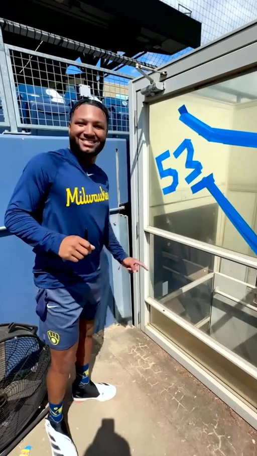 Jackson Chourio is still getting back into the swing of things. A flying bat did a little damage last night, so we had to make sure we marked the spot too. Don’t worry Brewers fans, we’re sure he’ll be damaging baseballs in Milwaukee again before you know it!