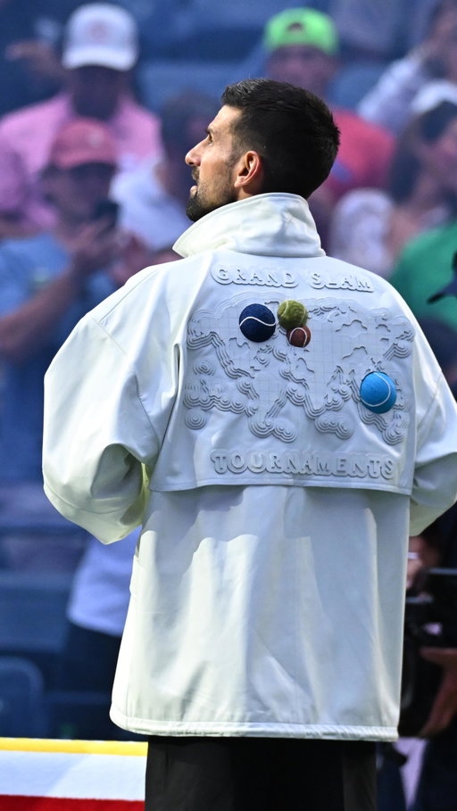 An historic jacket for a historic icon.
 
From Melbourne to Paris, London to New York, @djokernole’s greatness knows no borders. Inspired by an enduring legacy, French craftsmanship brings Novak’s story to life: stacked laser-cut leather pieces evoke map elevations, while tennis balls symbolize Grand Slam victories across every surface. A design that echoes the iconic spirit of the 1964 New York World’s Fair in Queens.
 
In tribute to the 🐐, Novak stepped onto the courts of New York wearing this one-of-a-kind jacket, imagined by Lacoste Creative Director @pelagia.kolotouros—marking every triumph of a once-in-a-generation champion.