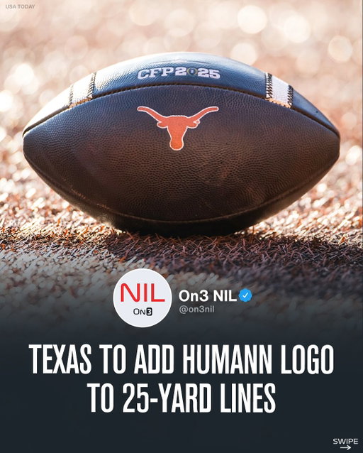 Texas has partnered with Humann, placing its logo at the 25-yard lines of the Longhorns’ field for the 2025 season🤘

(via @texasfootball)