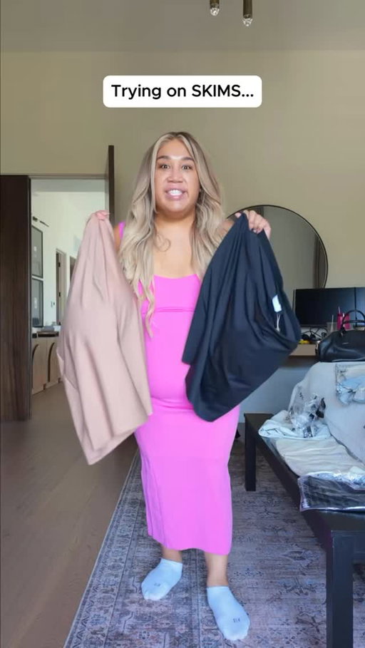 Trying on @skims hip & booty pads! 😉 ft @GOOD AMERICAN #skims #tryonhaul #shapewear #tryon #fashion