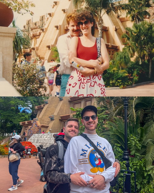 Recreating my parent’s honeymoon photos from 1986 💕🐭
#disneyworld #epcot