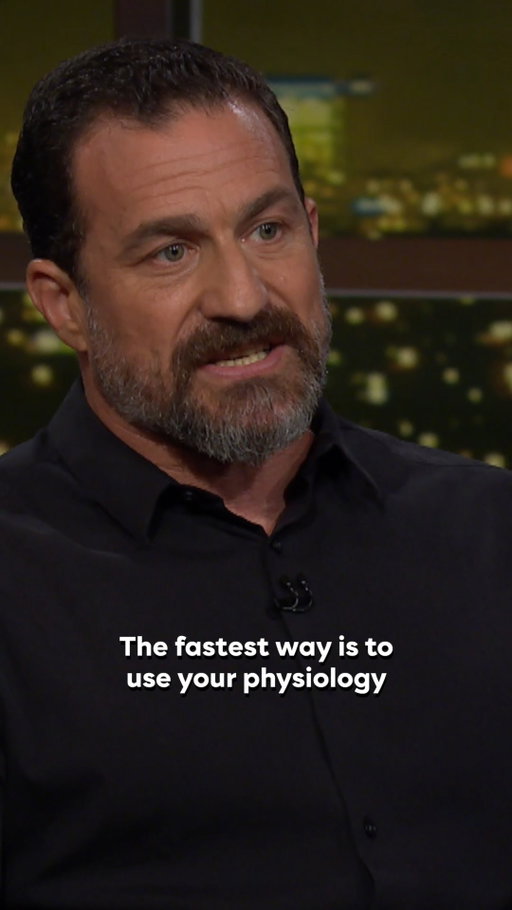 The fastest way to de-stress w/ @hubermanlab on #RealTimeHBO. 

Watch the full conversation with @billmaher on @hbomax. 

#mindbodyconnection #destress #neuroscience #mentalhealth #physicalhealth #physiology