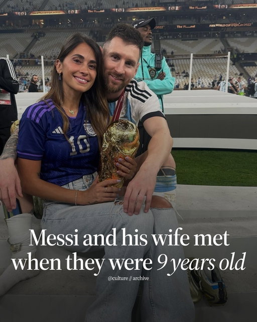 Lionel Messi met his wife Antonela Roccuzzo, when they were both just nine years old in their hometown of Rosario, Argentina. 

Antonela was the cousin of Messi’s childhood friend and teammate Lucas Scaglia. Young Messi would often visit Scaglia’s household where he first met the young Antonela…. who would later become his wife. 

But their romantic relationship didn’t begin until years later when they reconnected as teenagers through social media. Messi eventually returning to Rosario to pursue her seriously around 2007. Where they eventually married in 2017 in what was dubbed “the wedding of the century” in Argentina.​​​​​​​​​​​​​​​​