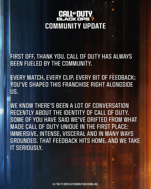 A message for our community #BlackOps7