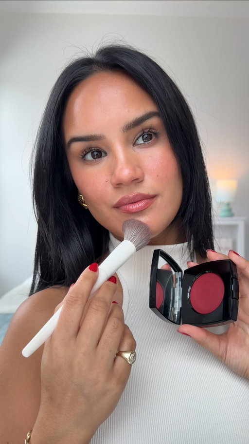 A wine stained berry blush for fall - Chanel cream to powder blush in ‘grenat profond” #chanelbeauty #powderblush #fallmakeup