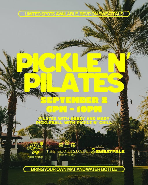 🌴 New month same movement.

🥳Tuesday Sep 2nd just got better 🤌 

💪 Pilates with @movementbymary @ajoy10 
🏓 Pickleball with @picklenchilll 
🧊 Plunges with @sweathouz 
🎶 Spinning tunes by @b_tully 
🌴Resort Board Room access with games and golf simulators
🌅 AZ Sunset views at @thescottsdaleresort 

Come for one or all 🙌

What to bring and expect:
💦 Bring a water bottle and mat
🧧 Bring your vibes

📆Date: Tuesday, Sep 2nd
🕥Time: 6pm Onwards
📍Location: @thescottsdaleresort 

⏳Can’t wait to see everyone 🫶

Donation based event - Tickets in bio or RSVP on @sweatpalsapp 

#community #pickleball #pilates  #charity #giving #giveback #scottsdale #thingstodo #tempe #phoenix #arizona #peoria #paradisevalley #scottsdalepickleball #lafire #rescue #charity #giving #lovesocietyaz