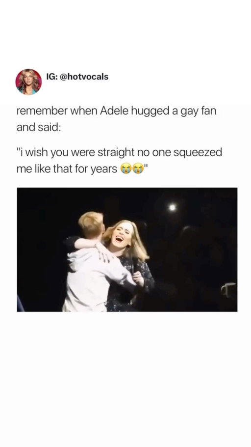 I will never stop watching this video of Adele 😭

During a recent concert, a clip went viral showing Adele warmly hugging a gay fan who emotionally expressed how much her music meant to him. The moment was raw and genuine—Adele’s embrace felt like pure comfort and acceptance. Fans everywhere praised her for being so down-to-earth and supportive, highlighting how she connects deeply with her audience beyond just singing. The clip sparked widespread love on social media, symbolizing the powerful bond between Adele and her LGBTQ+ fans. It became a touching reminder of how music can bring people together through empathy and kindness.

#adele #meme #fan #concert