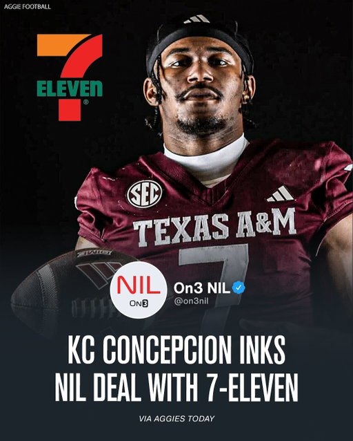 Texas A&M WR KC Concepcion has inked an NIL deal with 7-Eleven, @aggies_today reports👍

Concepcion joins 7-Eleven’s “Always Open” ad campaign.