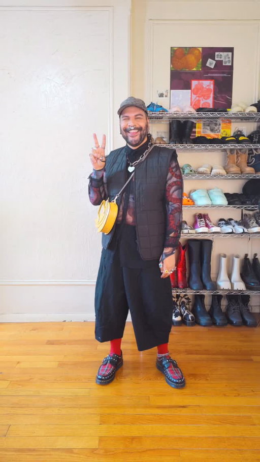 i’m trying to style my summer clothes into fall outfits and tbh i think this came out pretty well 

mesh bodysuit @effenberger_couture 
balloon pants @commedesgarcons 
mesh button up shirt @twin.thatswhatineed 
vest @rains 
rings @studiocult.co 
banana bag @coach 
baseball hat @coach 
plaid loafers @drmartensusa 

#fallfashion #outfits #falloutfit #falloutfitideas #falloutfitinspo #fitinspiration #fitinspo #fashion #outﬁtinspo #outfitideasforyou #meshbodysuit #balloonpants #casualoutfits #outfitidea #marquimode #meshshirt #commedesgarçons #howtostyle #reels #fashionstyle #fitcheck #outfitinspiration #layeringclothing #ootd #styleideas #nonbinaryfashion #nycfashion #dancing