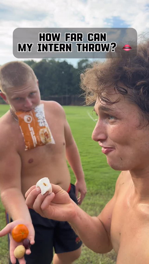 How far can intern throw these foods into Gullet?👄🏈 #sports #football #trickshot #catch #throw #funny