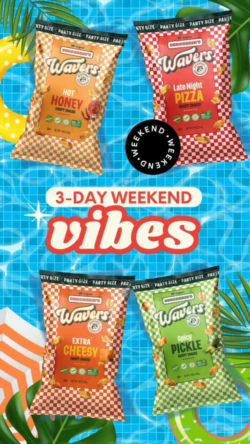 Wavers is about to make WAVES at Costco Northeast Roadshow!!! Watch out East Coast, your new favorite snack is about to land in your mouth and pantry! 

@daviddobrik new chip brand, #Wavers, by @eatdoughbriks is hitting select @costco warehouses for one weekend only - 4 Days Labor Day Weekend— August 28–31st. 

Four club-size flavors are available! — in our signatures 
🍕Late night pizza
🌶️🥒 Spicy Pickle
🧀 Extra Cheesy
♨️🍯Hot Honey

If you’re near Leesburg, VA, or Teterboro, NJ, Costco members can grab them in-store while they last!!

VIRGINA: 1300 Edwards Ferry Rd, Leesburg, VA 20176
NJ: 2 Teterboro Landing Dr, Teterboro, NJ 07608

#Costco #wavers #doughbriks #summersnacking #daviddobrik #labordayweekend #snacks