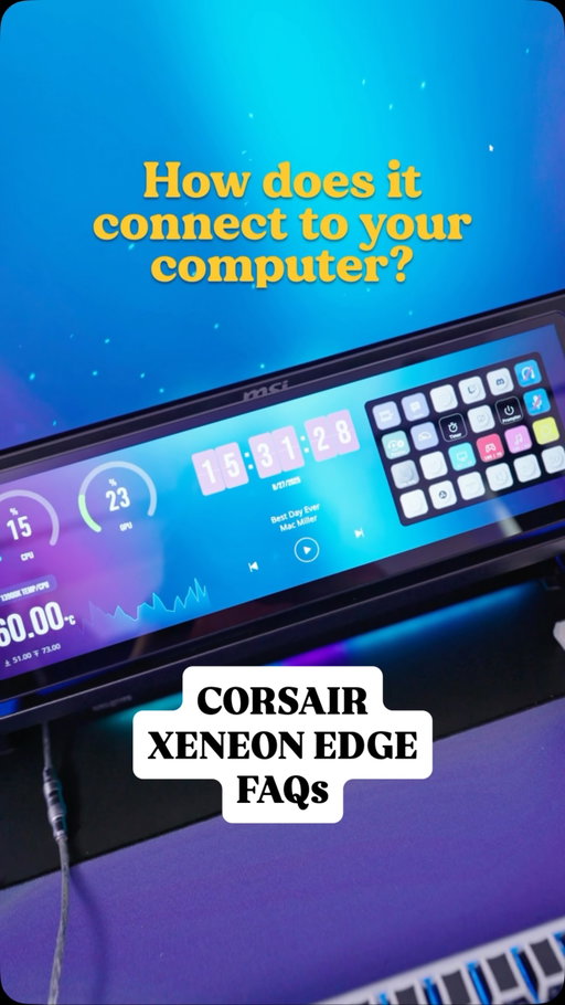 Some commonly asked questions about the @corsair XENEON EDGE!

1. How do you connect it to your computer?

2. Does it work with macOS?

3. Does using the touchscreen make you “alt-tab” out of a fullscreen application?

Thanks for all the love on the original post!

If you have any other questions, drop ‘em down below 👇

#corsair #xeneonedge #builditbetter #pcsetup