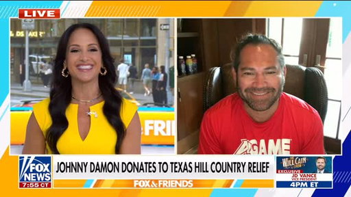 Two-time World Series Champion Johnny Damon is a legend on the baseball field - with a legendary heart!❤️He donated 22 pallets (28,560 bottles!) of his A-Game hydrating drink to the first responders in Kerr County TX, who continue conducting their recovery efforts in record heat. He joined us this morning to share the importance of philanthropy & community!

*The American Trucking Association hauled this huge load for free from GA to TX - & it was all organized by the amazing One Family Gives to support the Hill Country First Responders. God bless you all! 

@johnnydamon @onefamilygives @drinkagame @truckingdotorg @foxandfriends