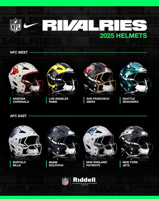 The 2025 @NFL x @NIKE Rivalries helmets are HERE‼️