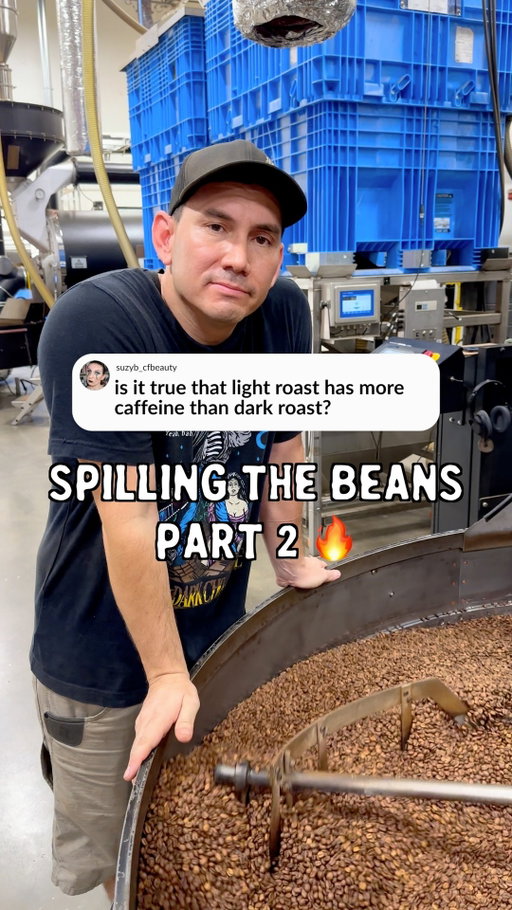 "Spilling the Beans" Part 2: Light vs Dark Roast ☕️⁠
⁠
Got any more questions for our roasters? ⁠
⁠
#bonescoffee #coffeeroaster #coffee #coffeelovers #coffeeaddict #lightroast #darkroast #flavoredcoffee