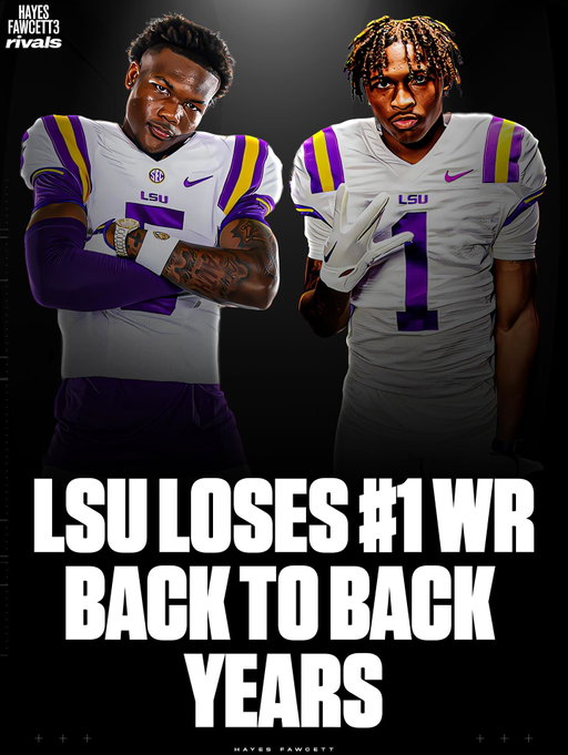 LSU has lost the No. 1 WR in its respective class in back to back years:

2025: Dakorien Moore (flipped to Oregon)
2026: Tristen Keys (flipped to Tennessee)

Interesting trend, as LSU is one of the best at developing its WRs & turning them into NFL stars

Thoughts? 💭
