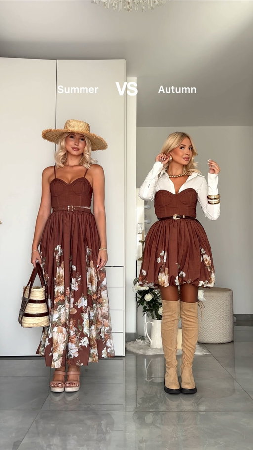 Save this for later!! @fashionnova 😮 Team Summer or Team Autumn? 💭 VOTE BELOW ⬇️ /ad I’m obsessed with this outfit transformation and can’t wait for more Autumn outfits 🍂 Shall I film a part 2? Tag a bestie who would love these ideas 👭 

Everything: @fashionnova 💫
