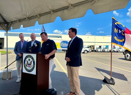 U.S. Congressman David Rouzer (R-NC-7), North Carolina Department of Transportation Secretary Joey Hopkins, Head of Government Affairs for the U.S. Chamber of Commerce Rodney Davis, and Coastal Beverage Company President Tee Nunnelee participated in a press conference at the Coastal Beverage Company in Wilmington to discuss a multi-year authorization that sets national transportation policy and funding levels, through a combination of dedicated funding and grants.

#CoastalBeverageCompany