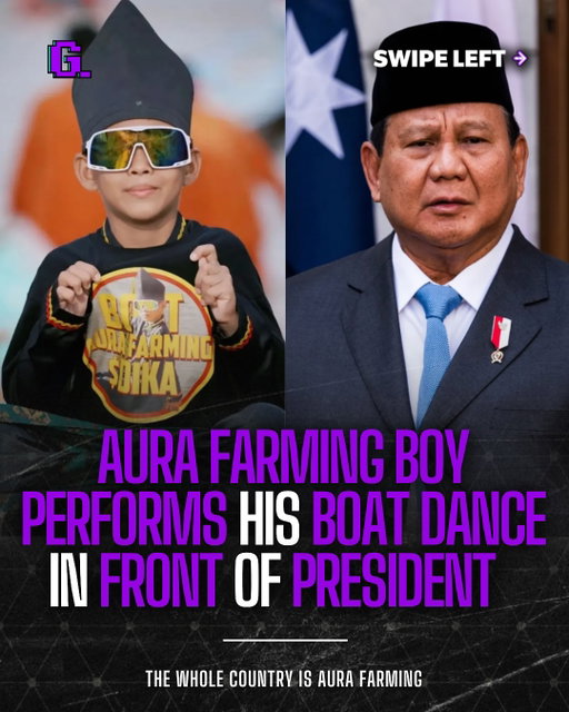 Bro is now aura farming in front of the Indonesian President. 

This 11 year old boy showcased his signature boat dance which has now been turned into cultural performance for the whole country👀

#aura #aurafarming #indonesia #trending #explore