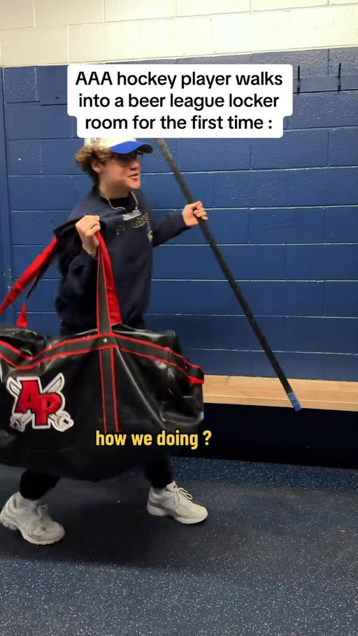 AAA hockey player walks into beer league dressing room 🤣 

#hockey #hockeyplayer #beerleague